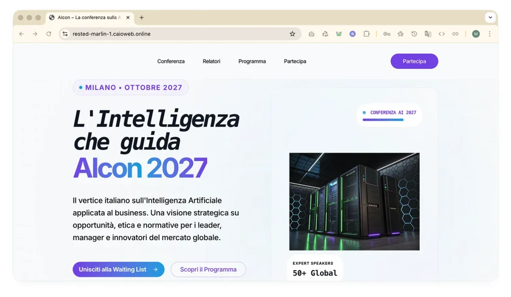 Esempi 2 CAIO Demo sito web conferenza AI