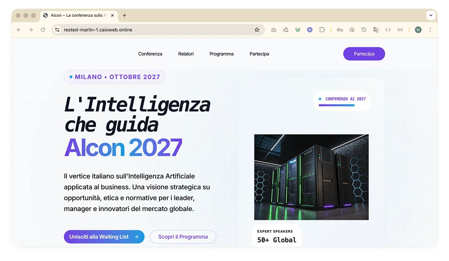 Un sito web per una conferenza 1 CAIO Demo sito web conferenza AI