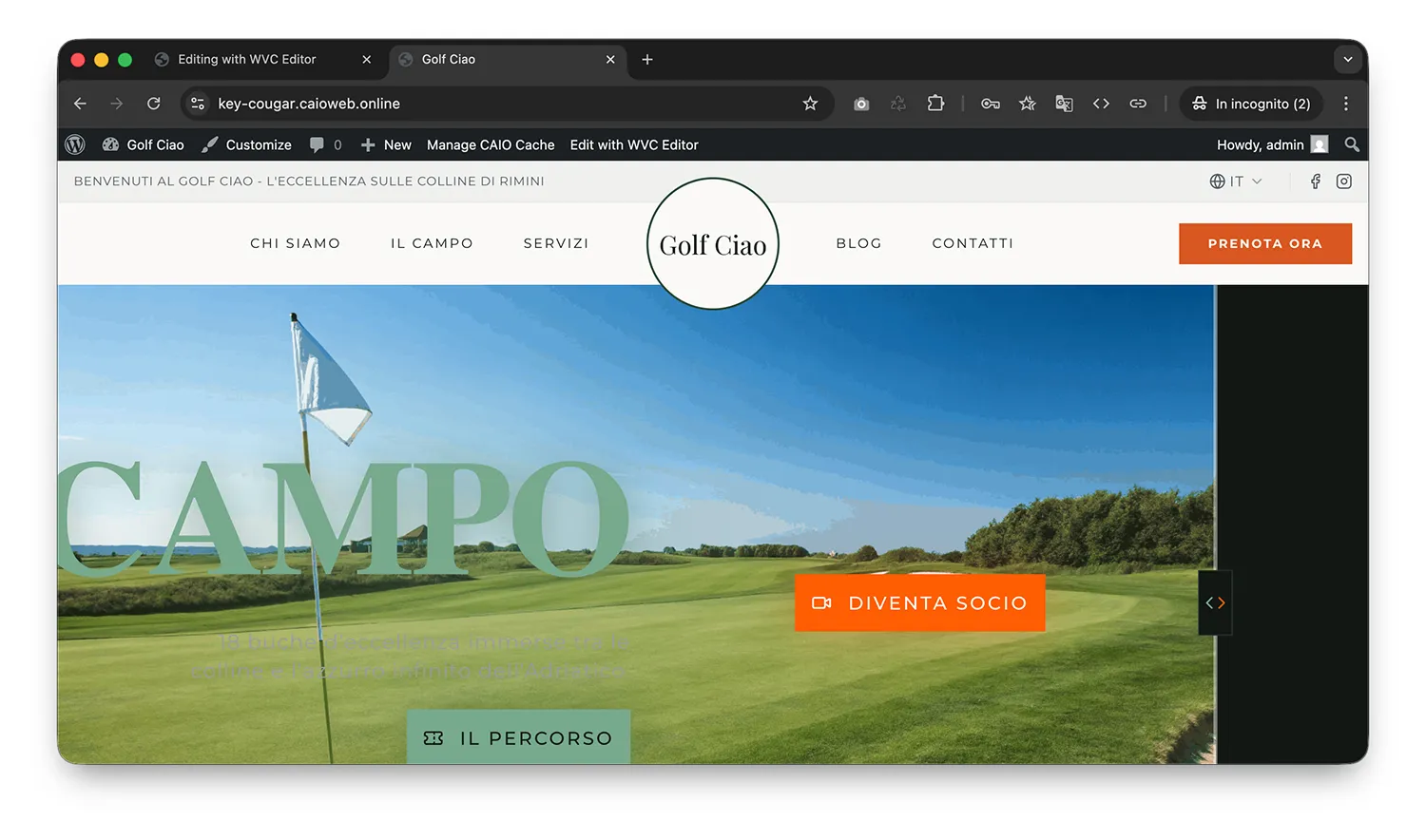 Un sito web per lo sport: Golf Club 1 CAIO Demo sito web Golf