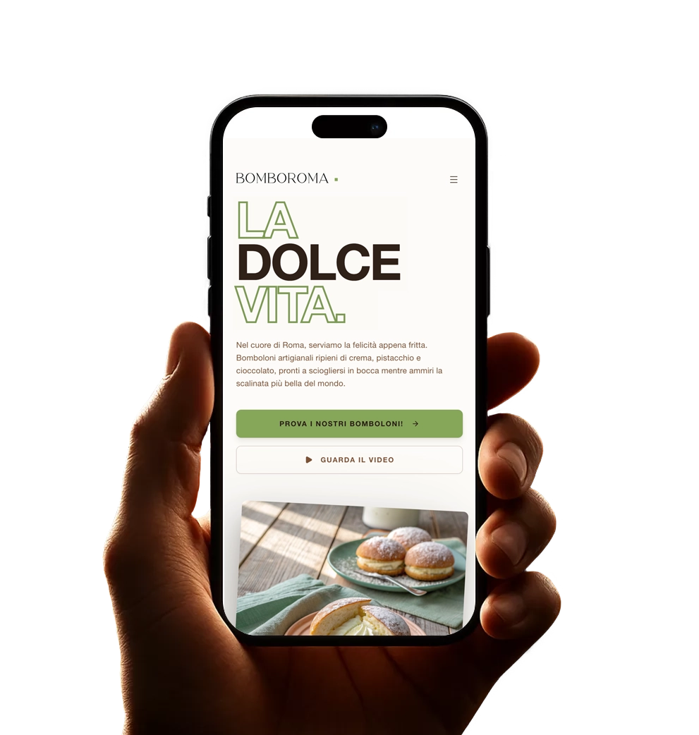 Un sito web per un negozio: una pasticceria a Roma 1 CAIO AI web builder italiano iphone mobile smartphone