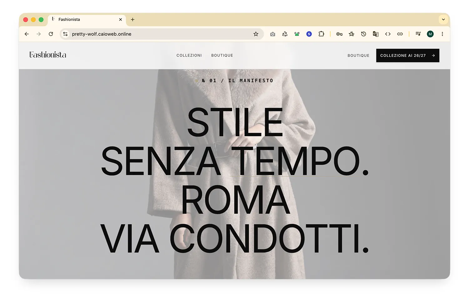 Un sito web per un negozio di abbigliamento 2 CAIO AI web builder italiano